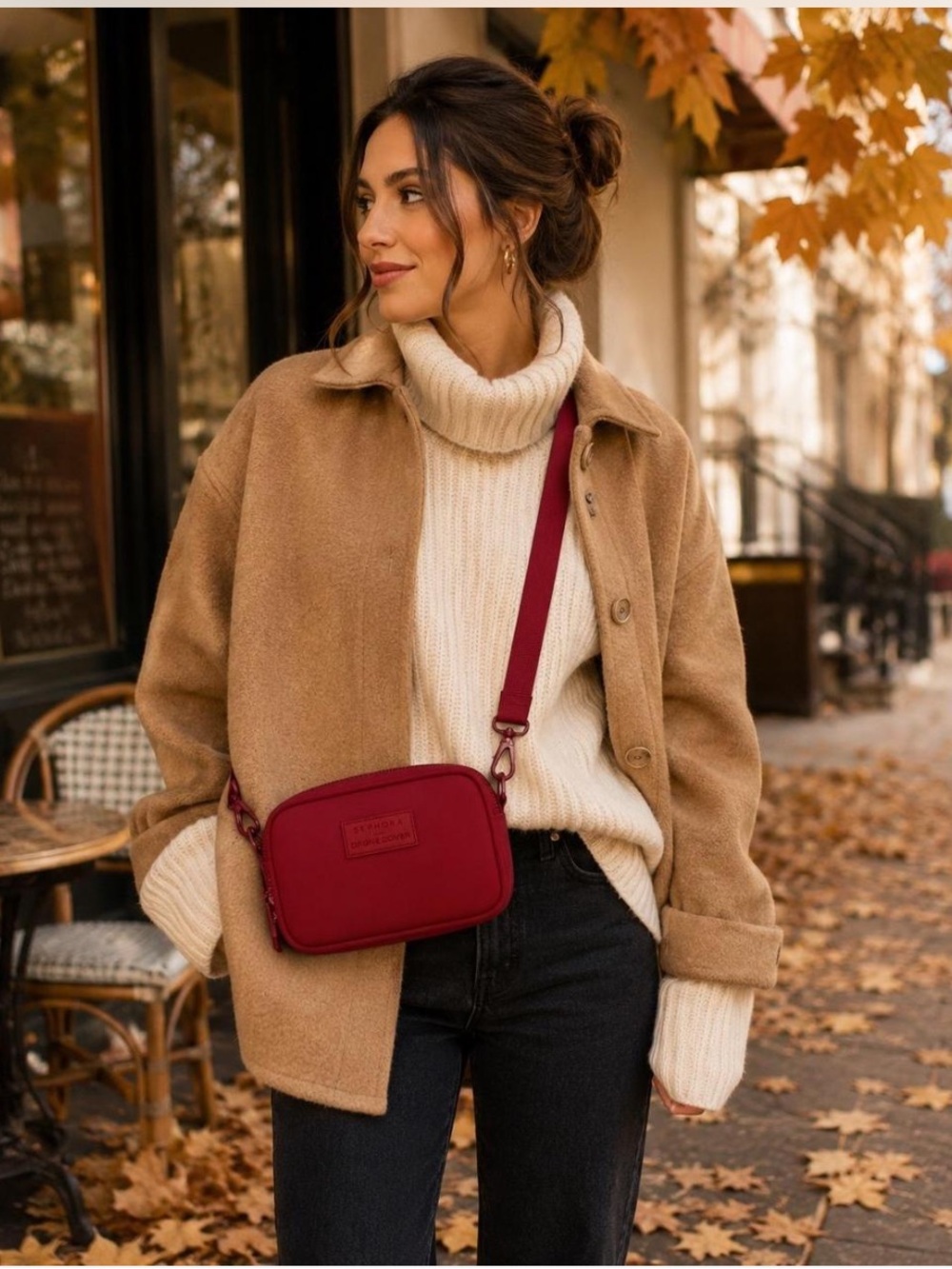 Sephora x Dagne Dover Mara Phone Sling in the deep red "Spice"